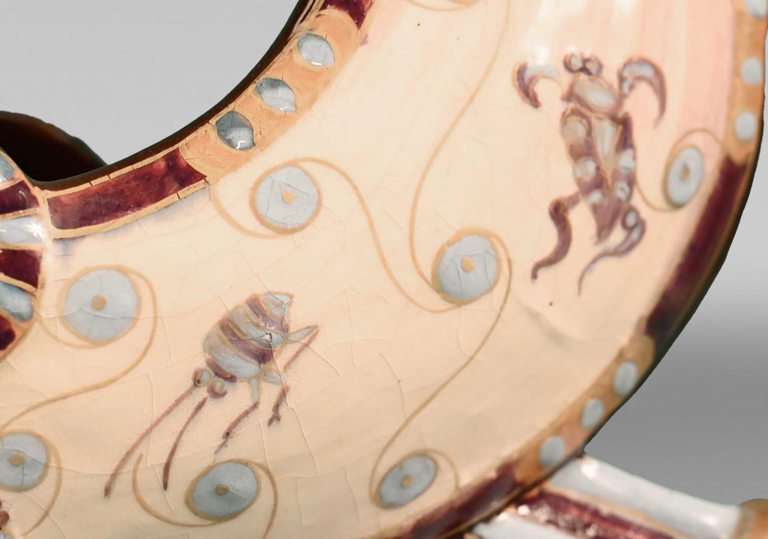 Émile GALLÉ, Precious Egyptian Ship, a rare earthenware piece In Good Condition For Sale In SAINT-OUEN-SUR-SEINE, FR