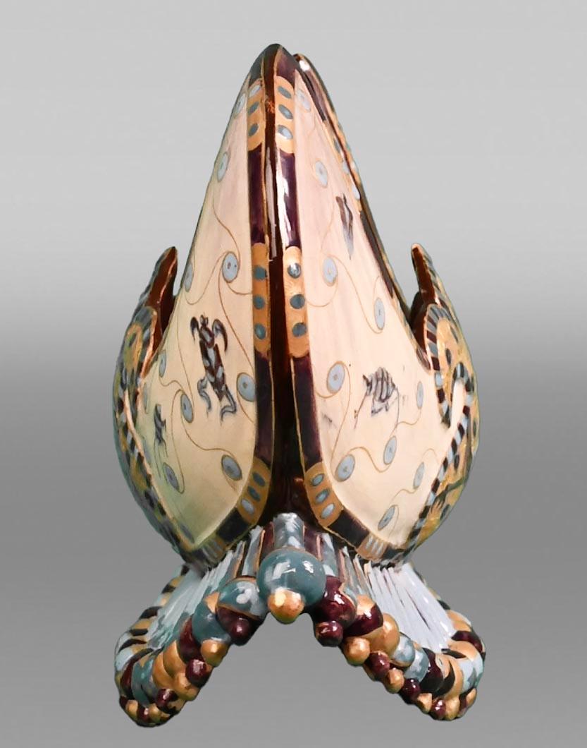 19th Century Émile GALLÉ, Precious Egyptian Ship, a rare earthenware piece For Sale