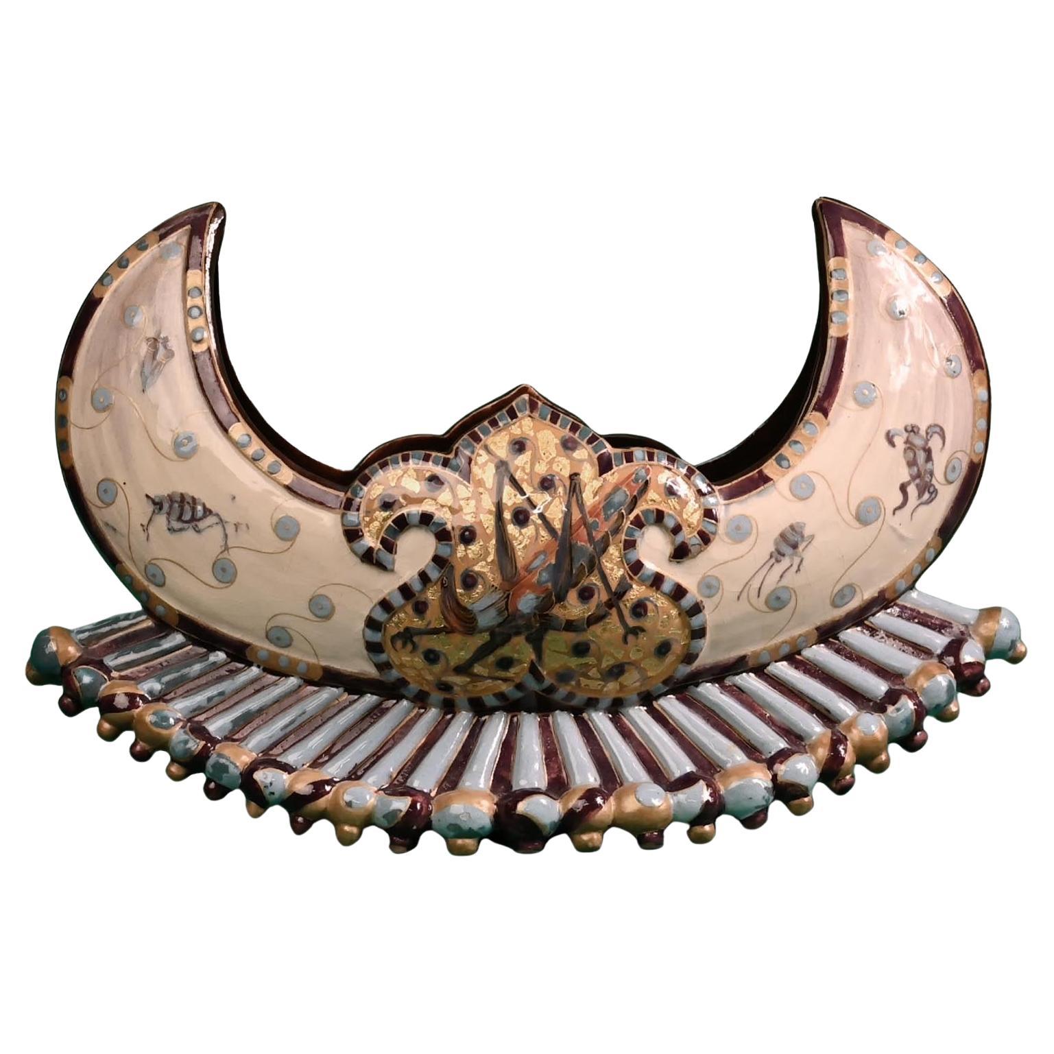 Émile GALLÉ, Precious Egyptian Ship, a rare earthenware piece For Sale