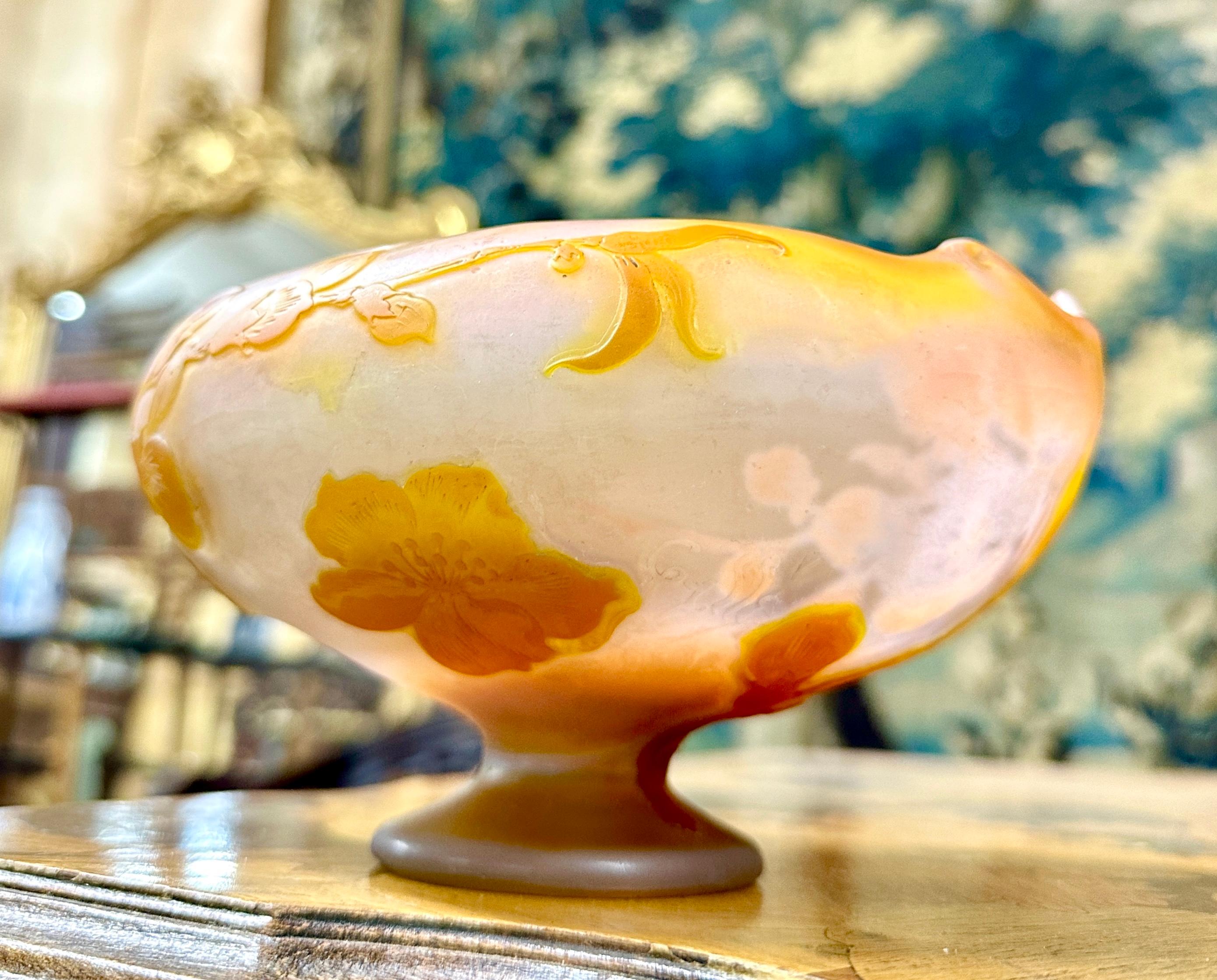 Glass émile Gallé - Rare Bowl With Interior And Exterior Decoration, Art Nouveau