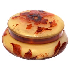 Emile Galle Red Floral Cameo Art Nouveau Covered Box