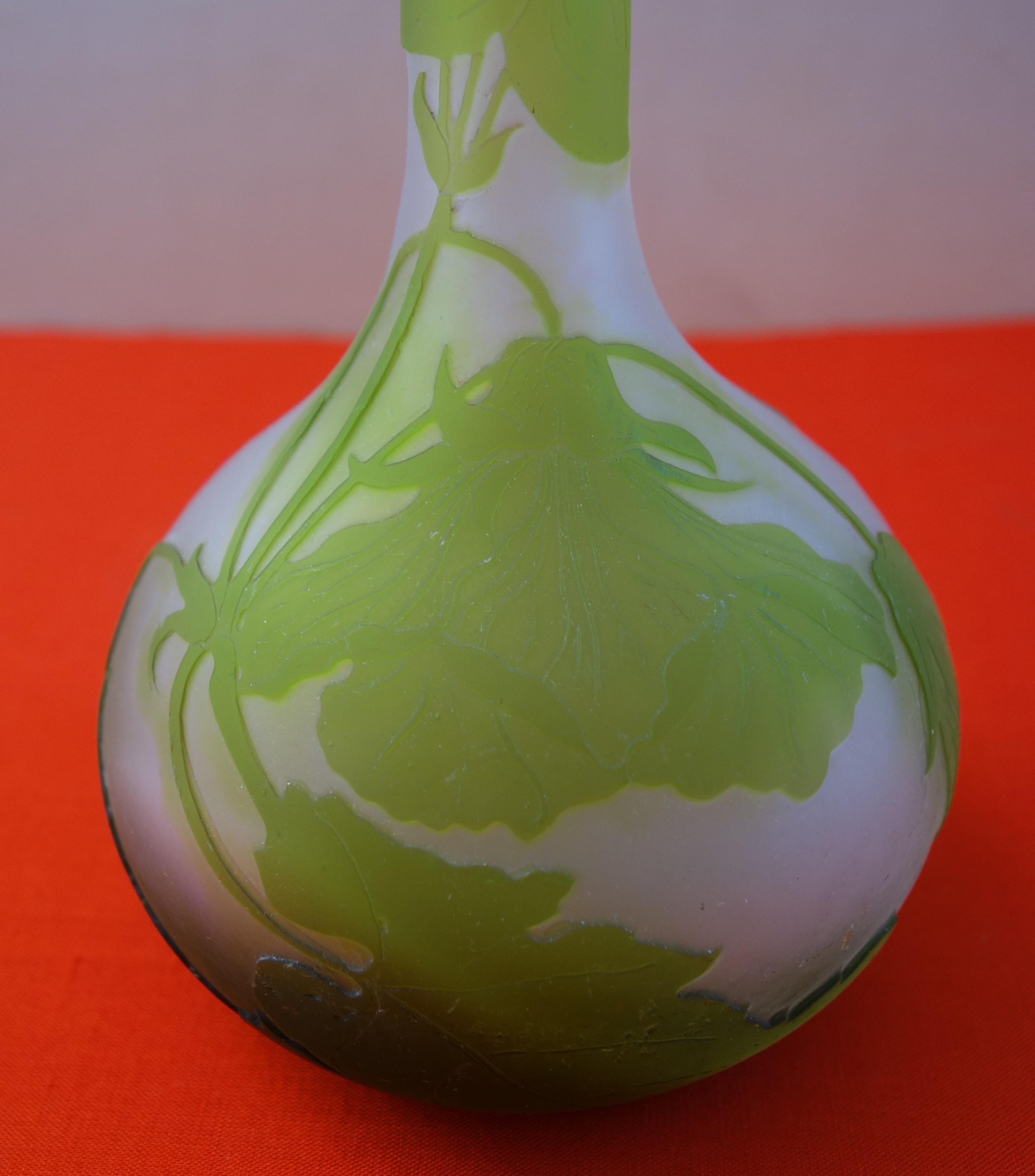 Art Nouveau French Cameo Glass 'Convolvulus Vase' by Emile Gallé, Nancy - 32 cm - Gray Figurative Sculpture by Émile Gallé