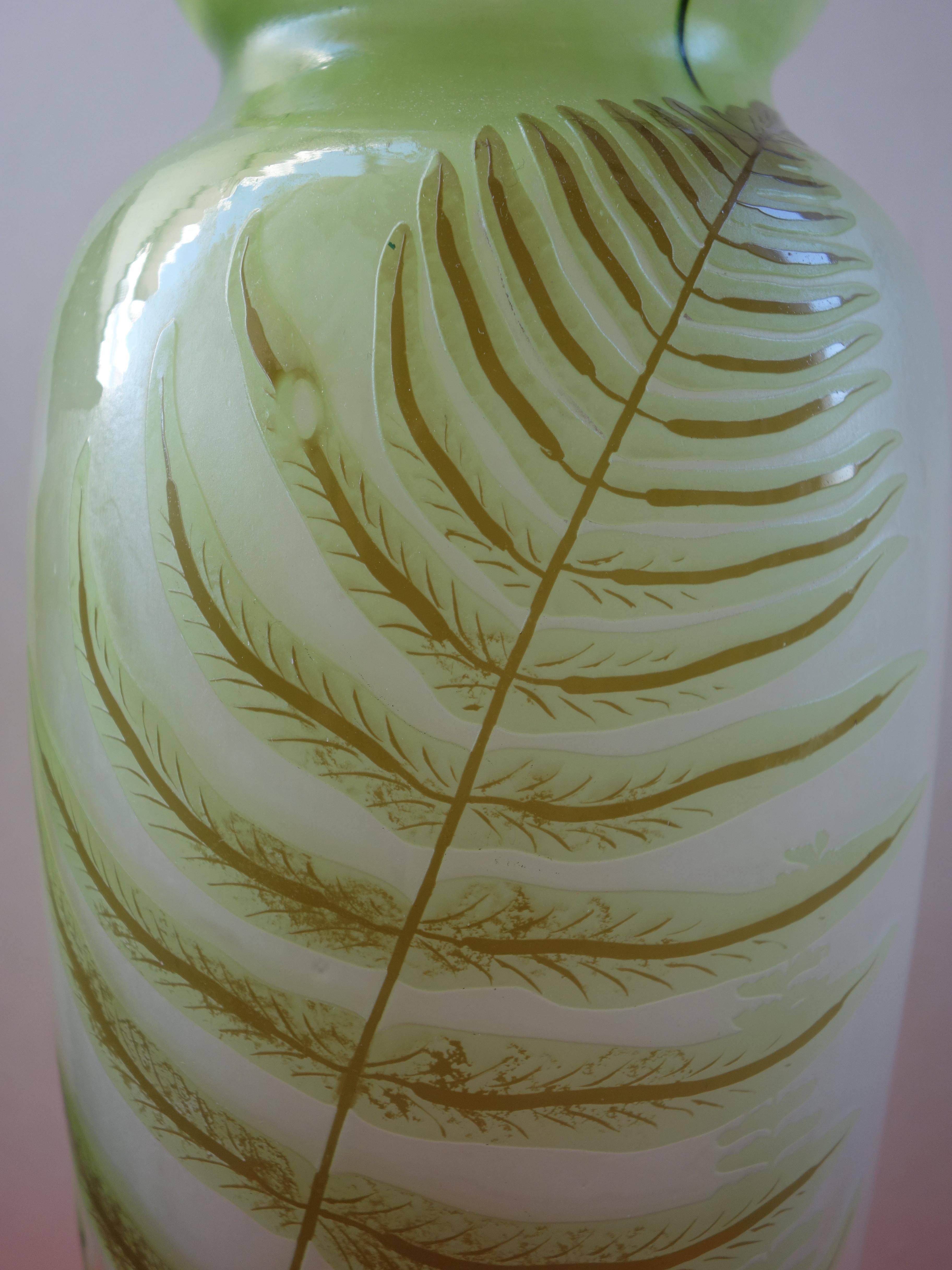 Art Nouveau French Cameo Glass 'Fern Vase' by Emile Gallé, Nancy - 42cm High 8