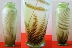Französische Jugendstil-Kamee-Glasvase 'Fern Vase' von Emile Gallé, Nancy - 42cm hoch