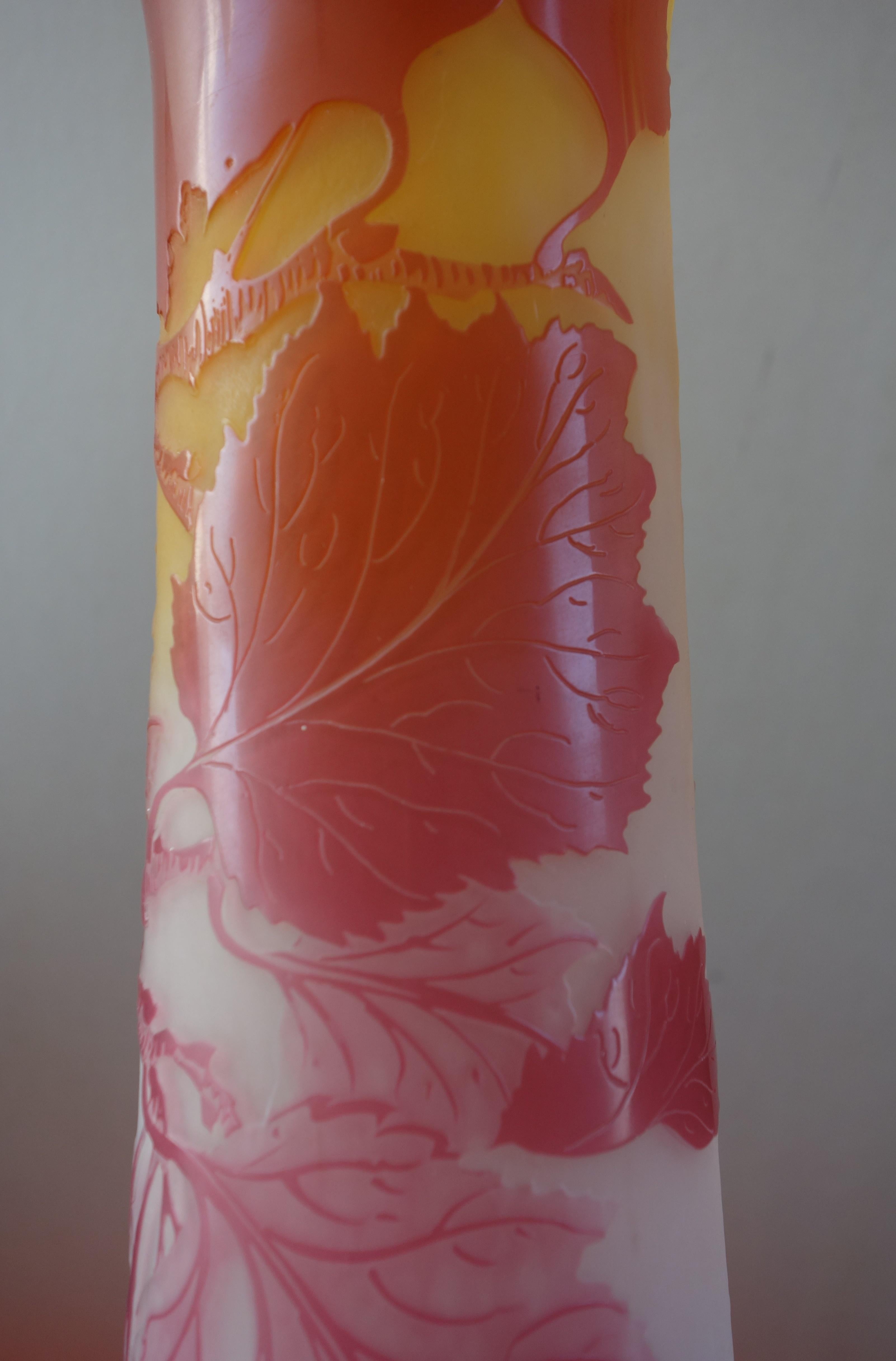 Art Nouveau French Cameo Glass 'Red Berries Vase' by Emile Gallé, Nancy - 45cm 5