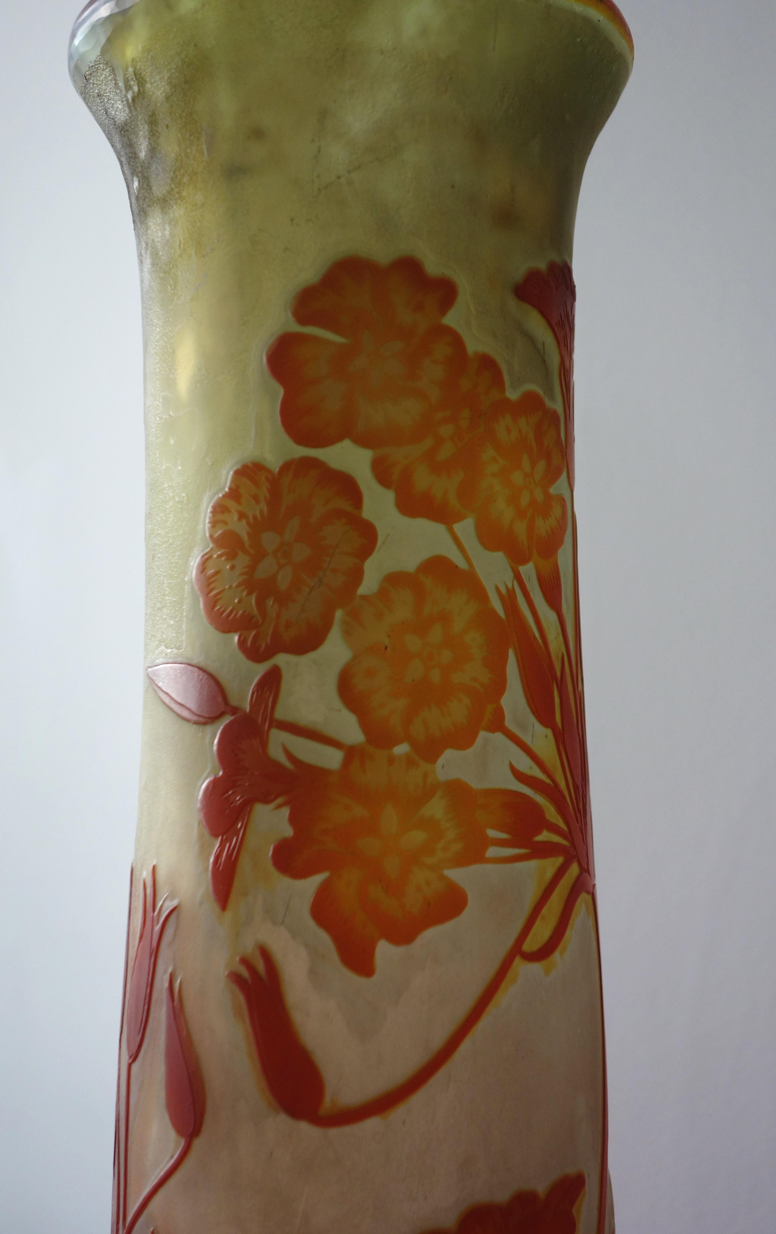 Französische Kamee-Glasvase „Umbels Vase“ im Jugendstil von Emile Gall, Nancy, 63 cm hoch im Angebot 5