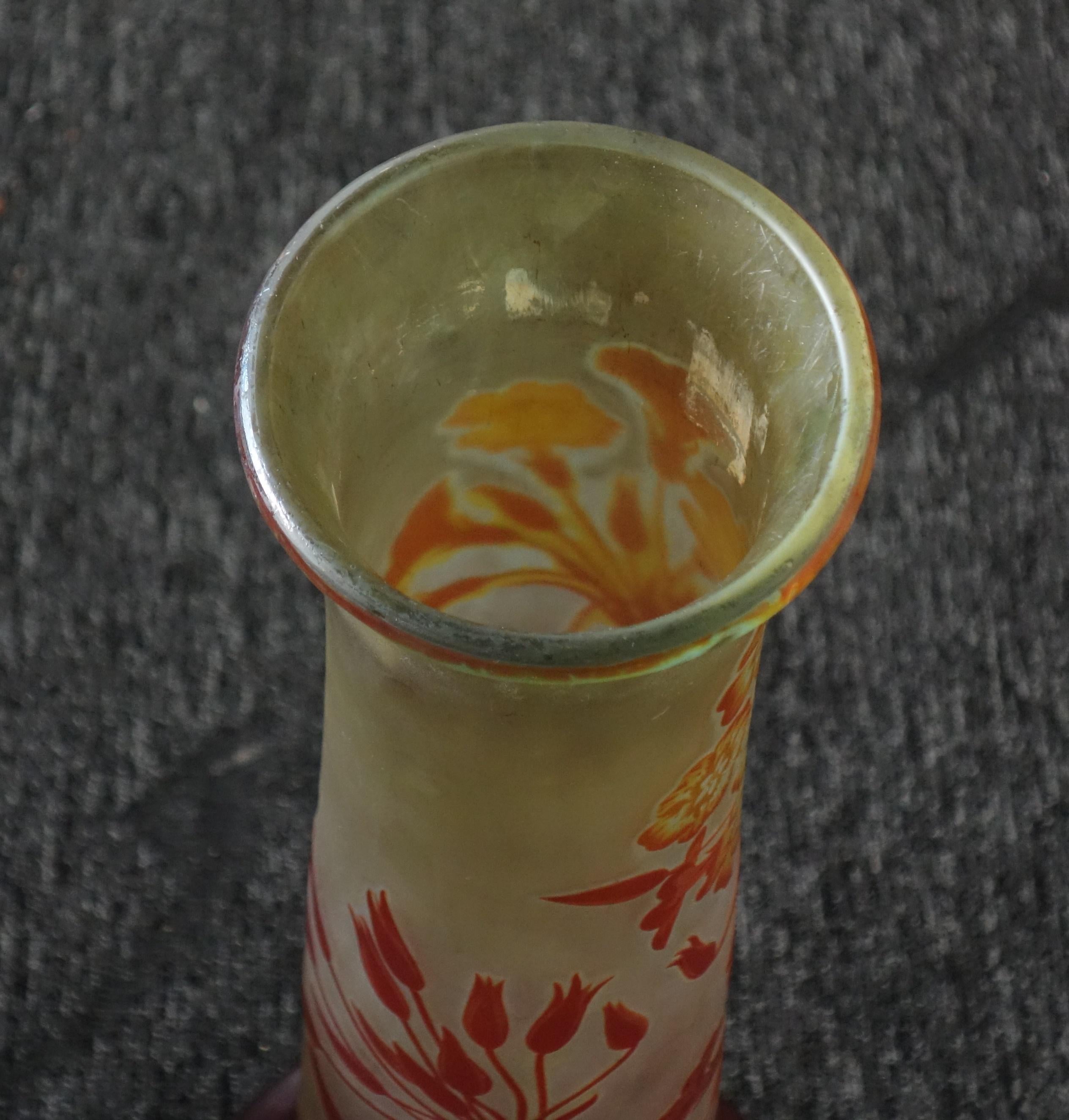 Französische Kamee-Glasvase „Umbels Vase“ im Jugendstil von Emile Gall, Nancy, 63 cm hoch im Angebot 6