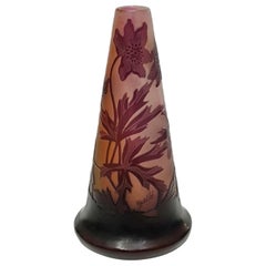 Emile Galle Soliflore Vase 'Anémones of Alpes', wheel carved, France 1900s