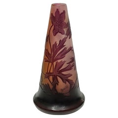 Emile Galle Soliflore Vase 'Anémones of Alpes', wheel carved, France 1900s
