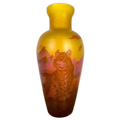 Émile Gallé Style Art Glass Vase, 20th Century