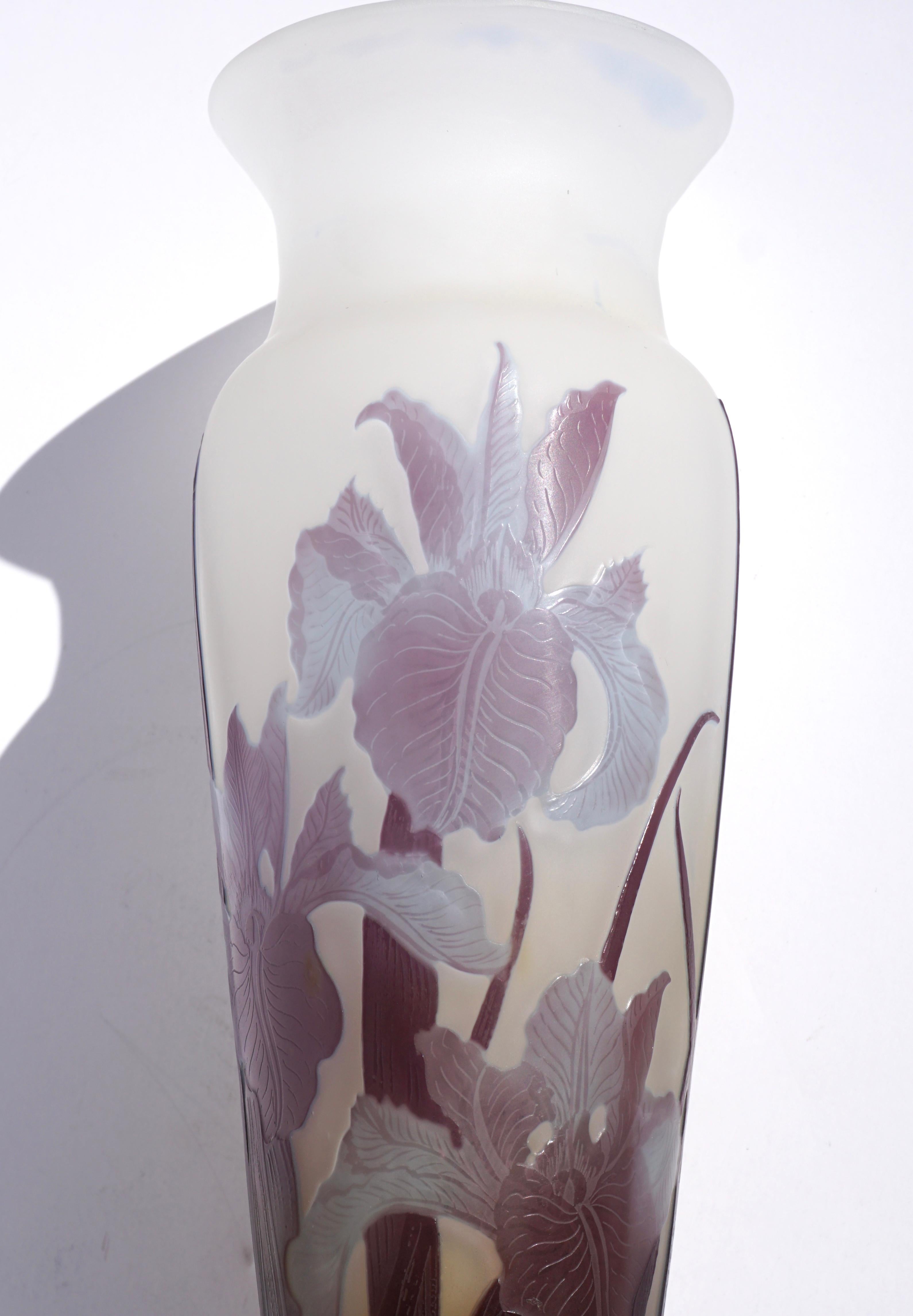 Emile Galle Tall Blue Iris Vase 2