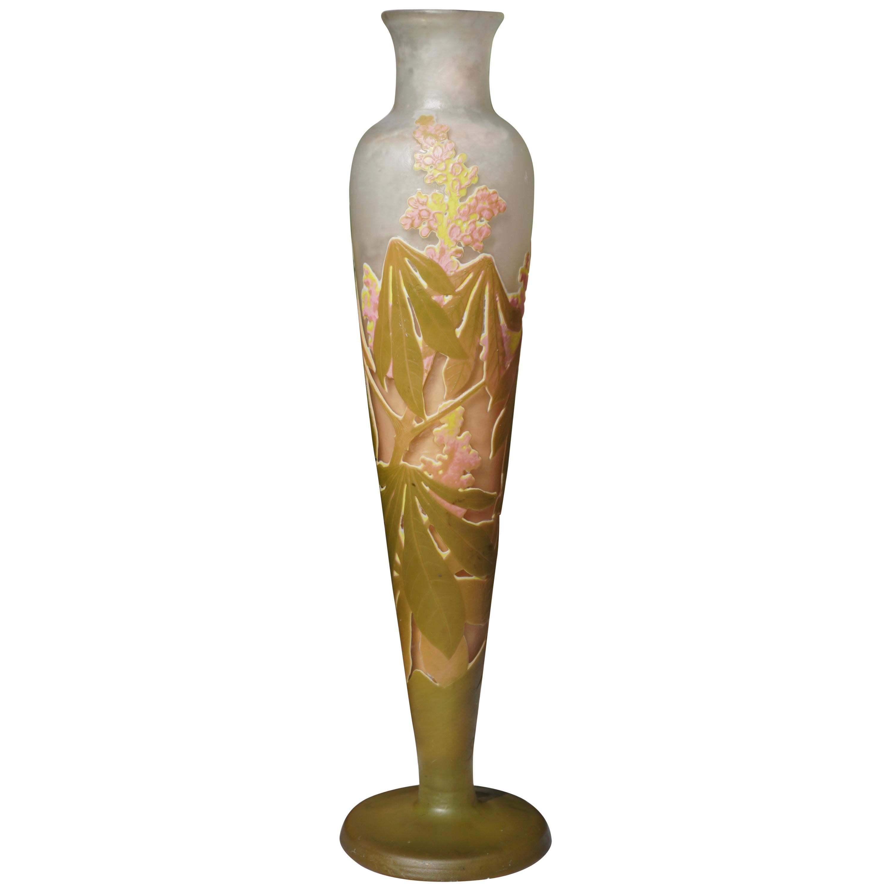 Emile Galle Tall Cameo Art Nouveau Vase 1904 For Sale