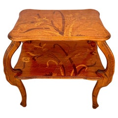 Emile Gallè Two Tiered Marquetry Inlaid Table