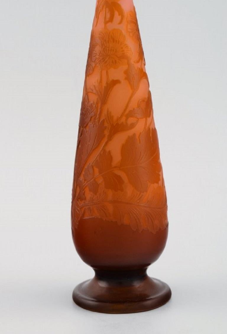 Emile Gallé Vase in Frosted and Orange Art Glass, Early 20th C In Excellent Condition In Copenhagen, DK