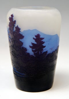 Emile Galle Vase Paysage De Verre Gallé Nancy Art Nouveau France, 1920