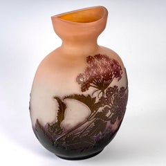Emile Gallé, Vase Verveine Verbena Pink Purple Cameo Glass