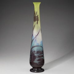 Emile Galle water Lily Cameo Glass Vase Circa 1900
