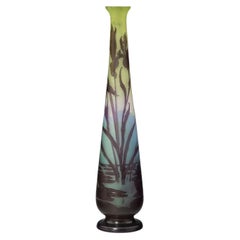 Emile Galle water Lily Cameo Glass Vase Circa 1900