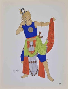 Indonesian Costume - Lithograph by Emile Gallois - Mid-20th Century