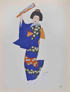 Japanese Costume - Lithograph by Emile Gallois - Mid-20th Century