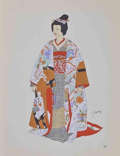 Japanese Costume - Lithograph by Emile Gallois - Mid-20th Century