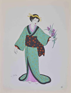 Japanese Costume - Lithograph by Emile Gallois - Mid-20th Century