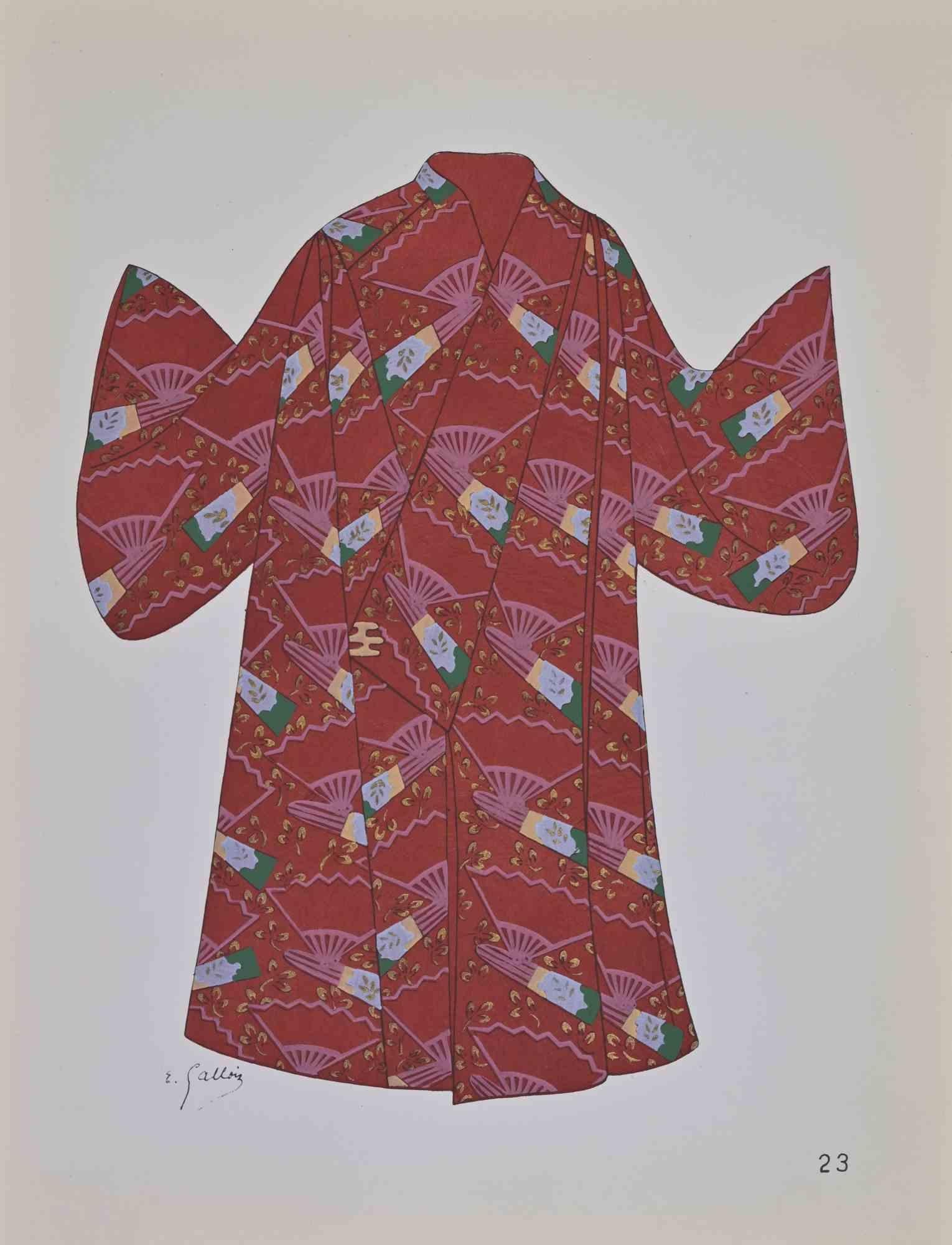 Lithograph and pochoir realized by Emile Gallois in the mid-20th Century ca. to illustrate japanese costumes.

Signed in the plate.

Published by H. Laurens, Paris.

Very good condition.










Very good condition.


