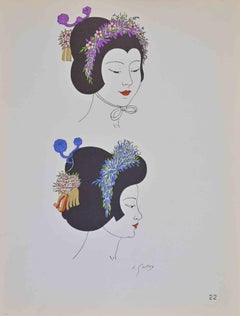 Japanese Costume - Lithograph by Emile Gallois - Mid-20th Century