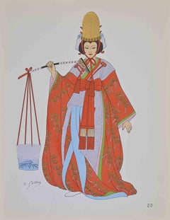 Japanese Costume - Lithograph by Emile Gallois - Mid-20th Century