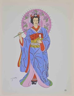 Japanese Costume - Lithograph by Emile Gallois - Mid-20th Century