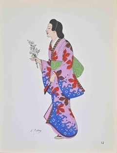 Japanese Costume - Lithograph by Emile Gallois - Mid-20th Century