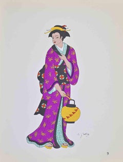 Japanese Costume - Lithograph by Emile Gallois - Mid-20th Century
