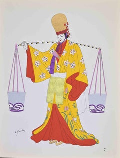 Costume giapponese - Litografia di Emile Gallois - Metà del XX secolo