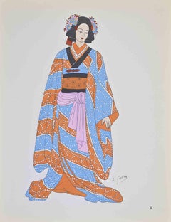 Japanese Costume - Lithograph by Emile Gallois - Mid-20th Century