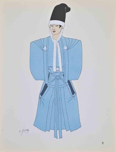 Costume giapponese - Litografia di Emile Gallois - Metà del XX secolo