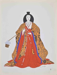 Japanese Costume - Lithograph by Emile Gallois - Mid-20th Century