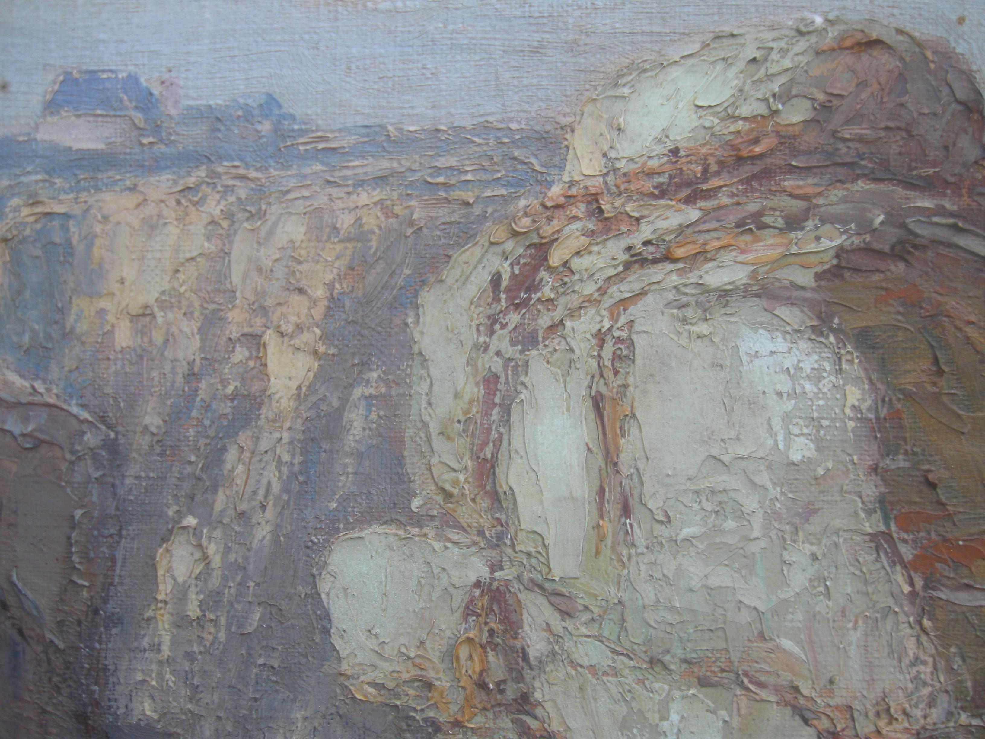 Emile Gauffriaud (1877-1957) French Impr 'Cliffs of Normandy' Large oil c1938.  For Sale 2