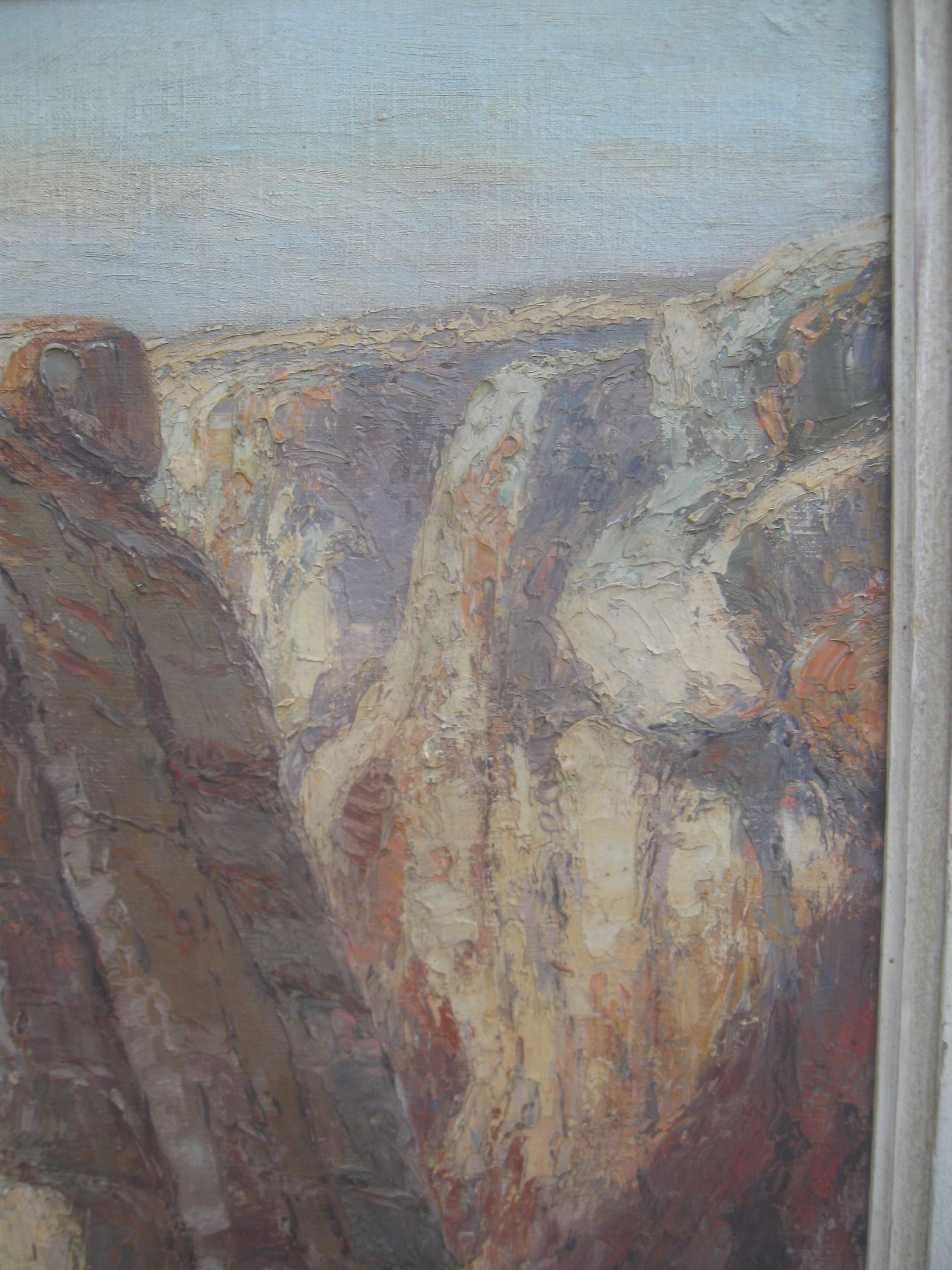 Emile Gauffriaud (1877-1957) French Impr 'Cliffs of Normandy' Large oil c1938.  For Sale 3