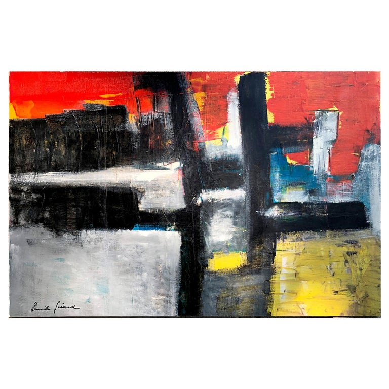 Emile Gerard Abstract Modernist Oil on Canvas Painting For Sale