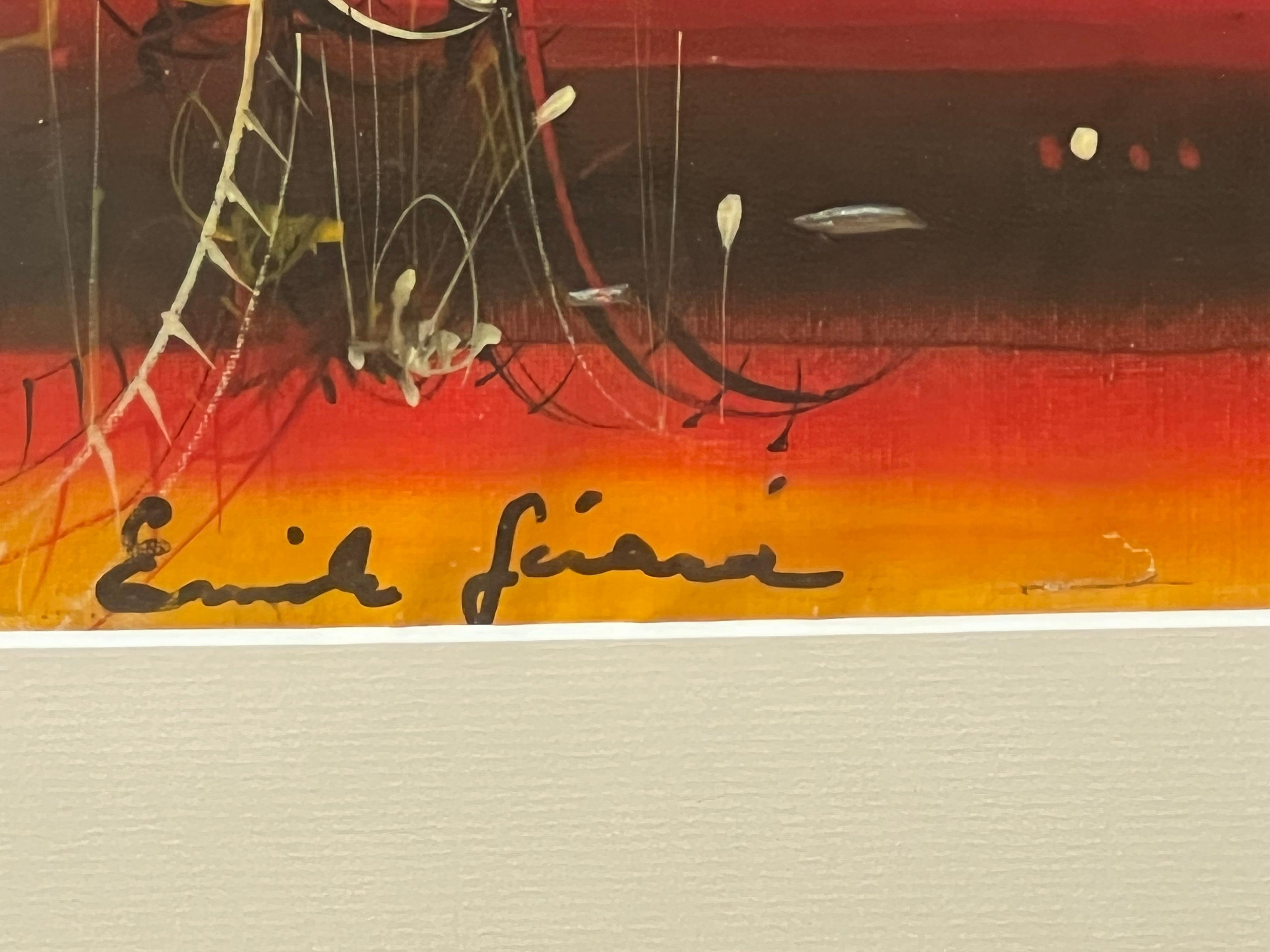 Paisaje surrealista Óleo sobre lienzo del pintor francés Emile Gerard - Painting Expresionismo abstracto de Émile Gérard