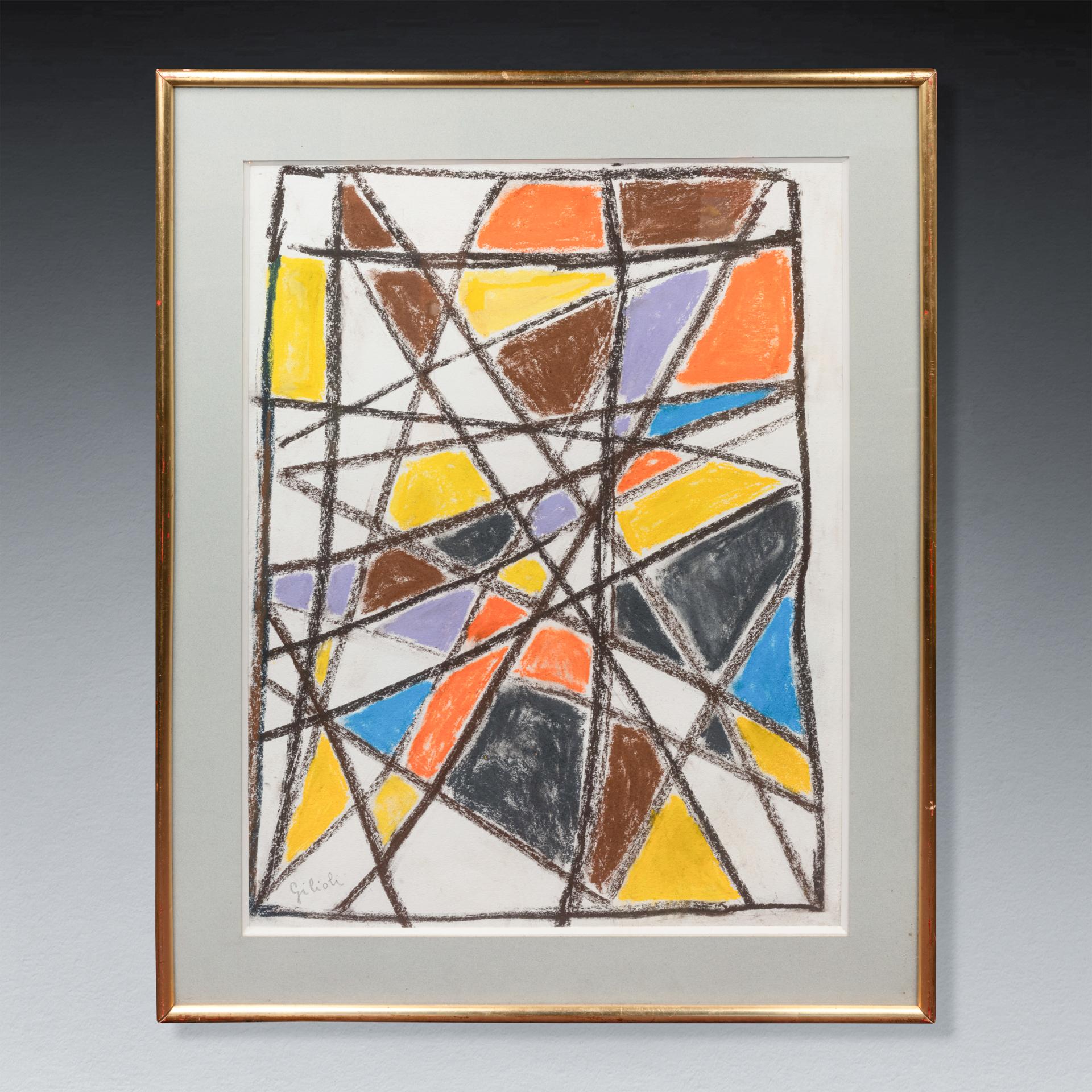 Mid-Century Modern Emile Gilioli (1911-1977) : Composition abstraite, pastel. Circa 1960 en vente
