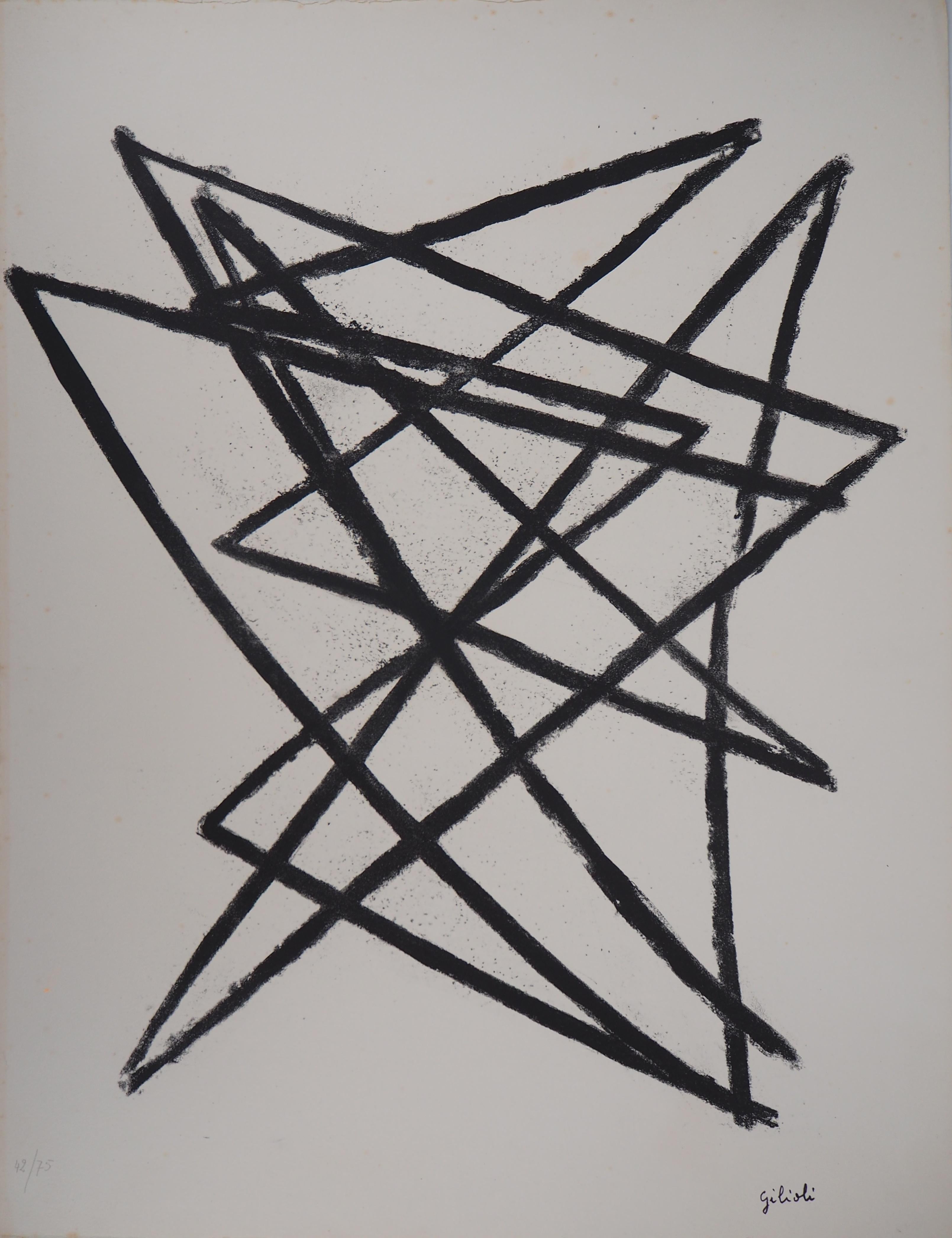 Émile Gilioli Abstract Print - Broken Lines - Original Lithograph, Handsigned