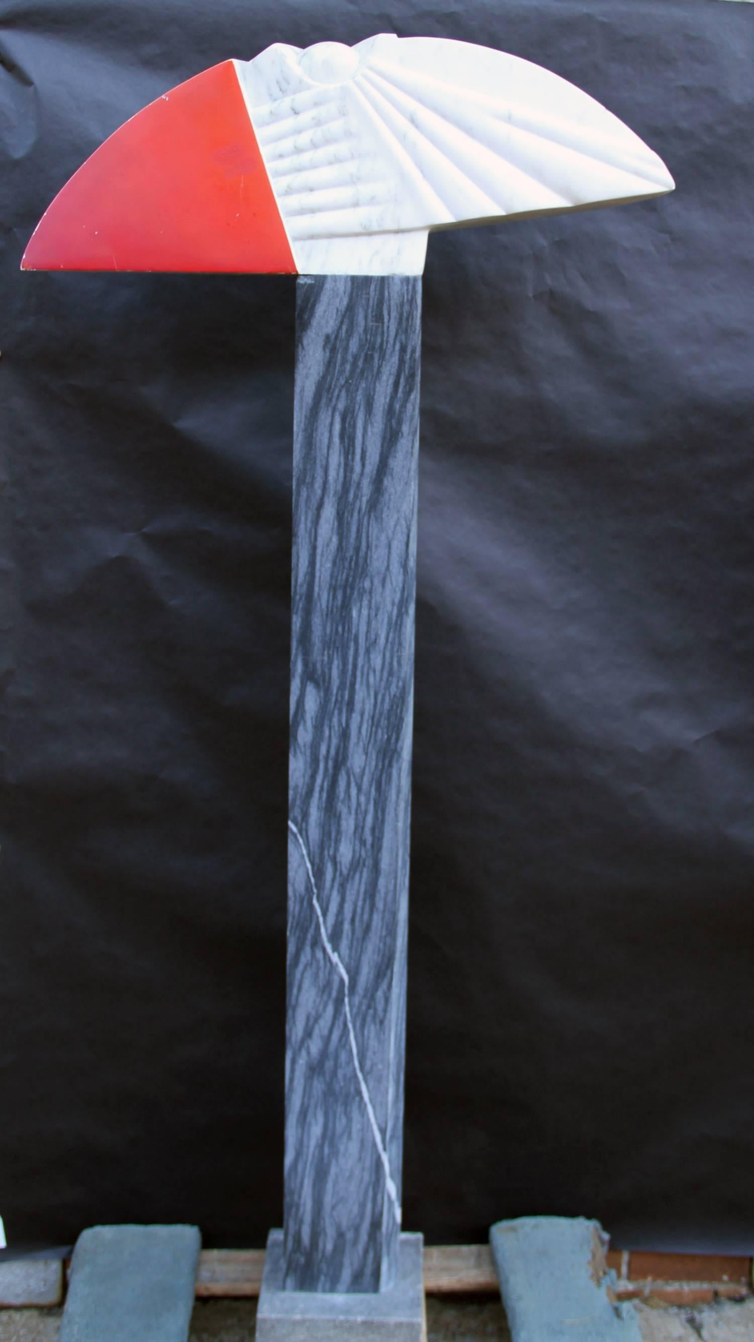 Column, Unique Carved Marble and Stone Column Sculpture by Emile Gilioli - Gray Abstract Sculpture by Émile Gilioli