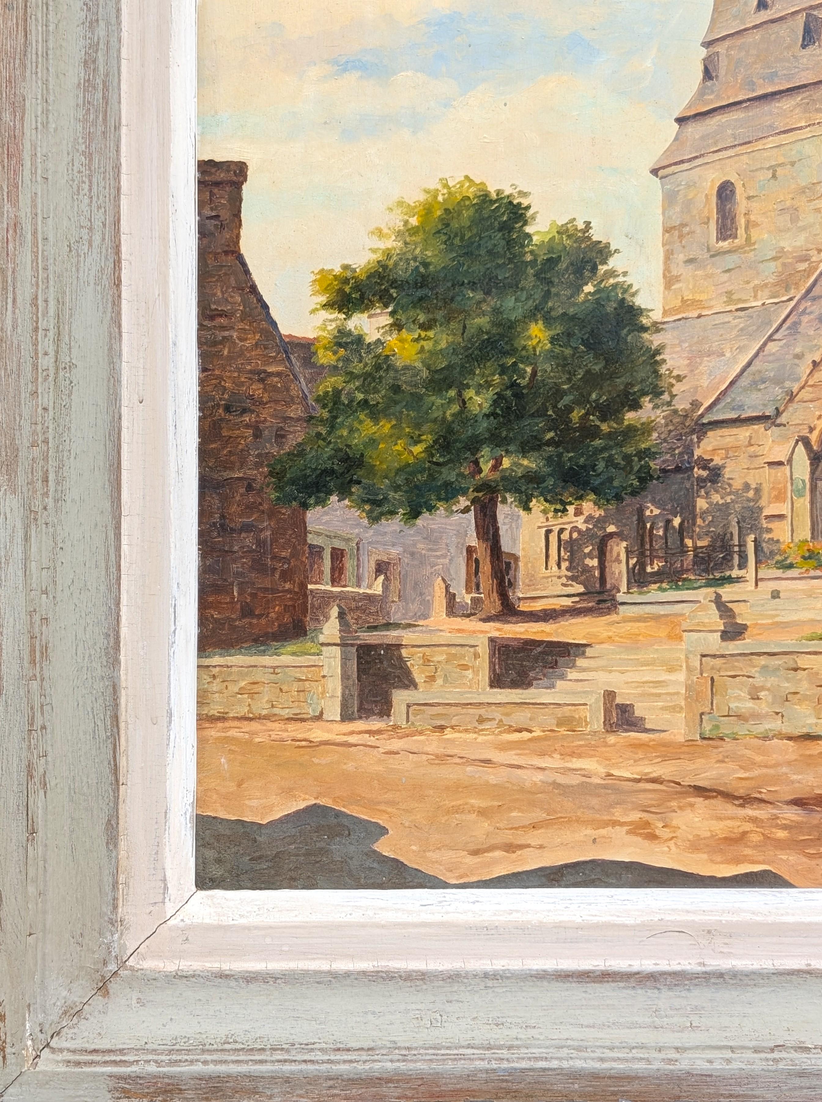 Post-Impressionistic Architectural Landscape of a Church in Brittany France For Sale 2