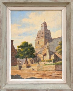 Post-Impressionistic Architectural Landscape of a Church in Brittany France
