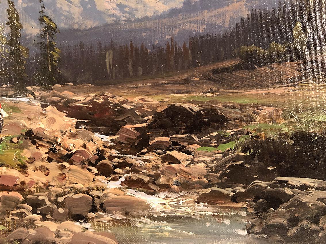 Emile Godchaux (1860-1938), paysage de montagne huile sur toile signée, encadrée en vente 3