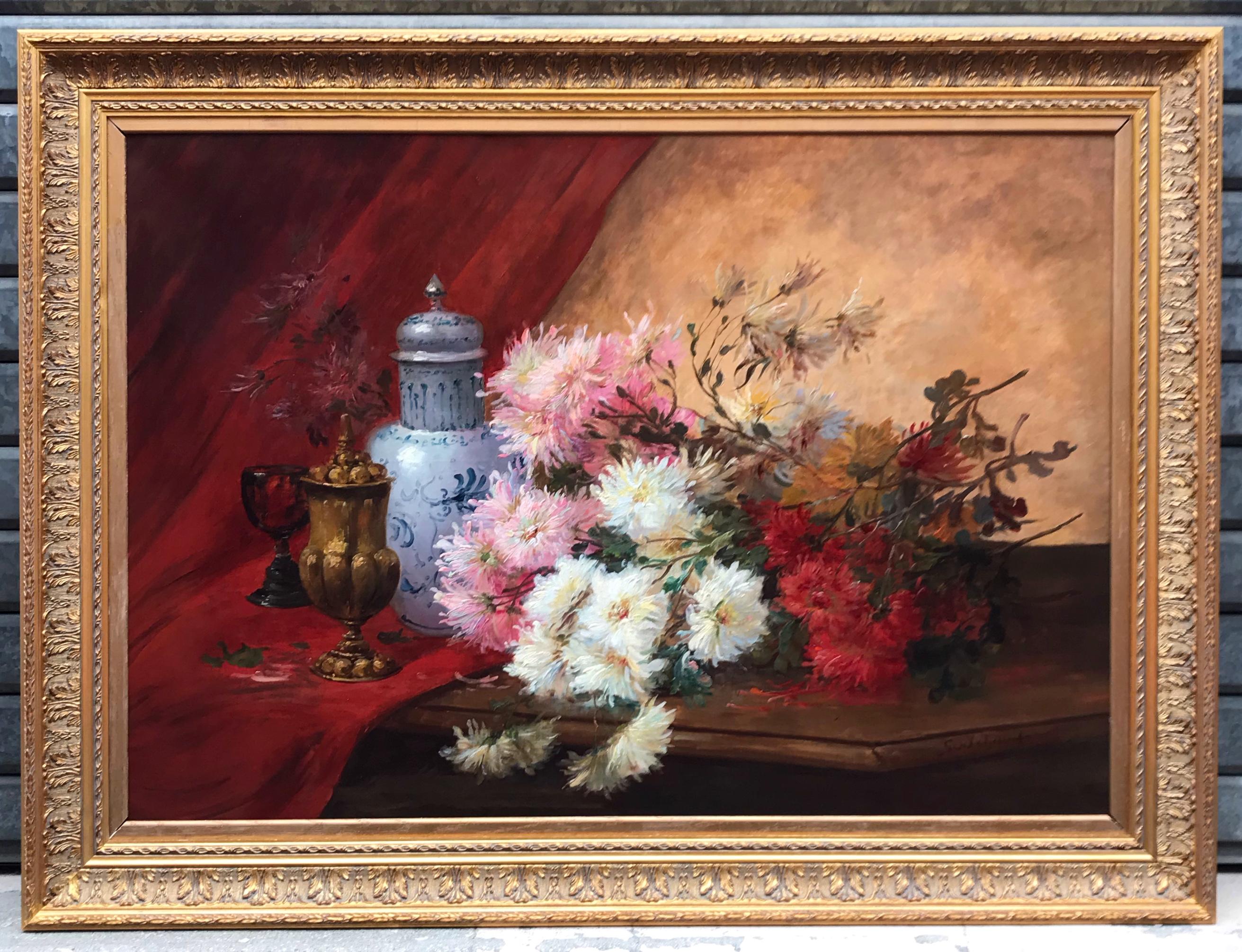 Dipinti Ottocento Natura morta con fiori - Painting di Emile Godchaux