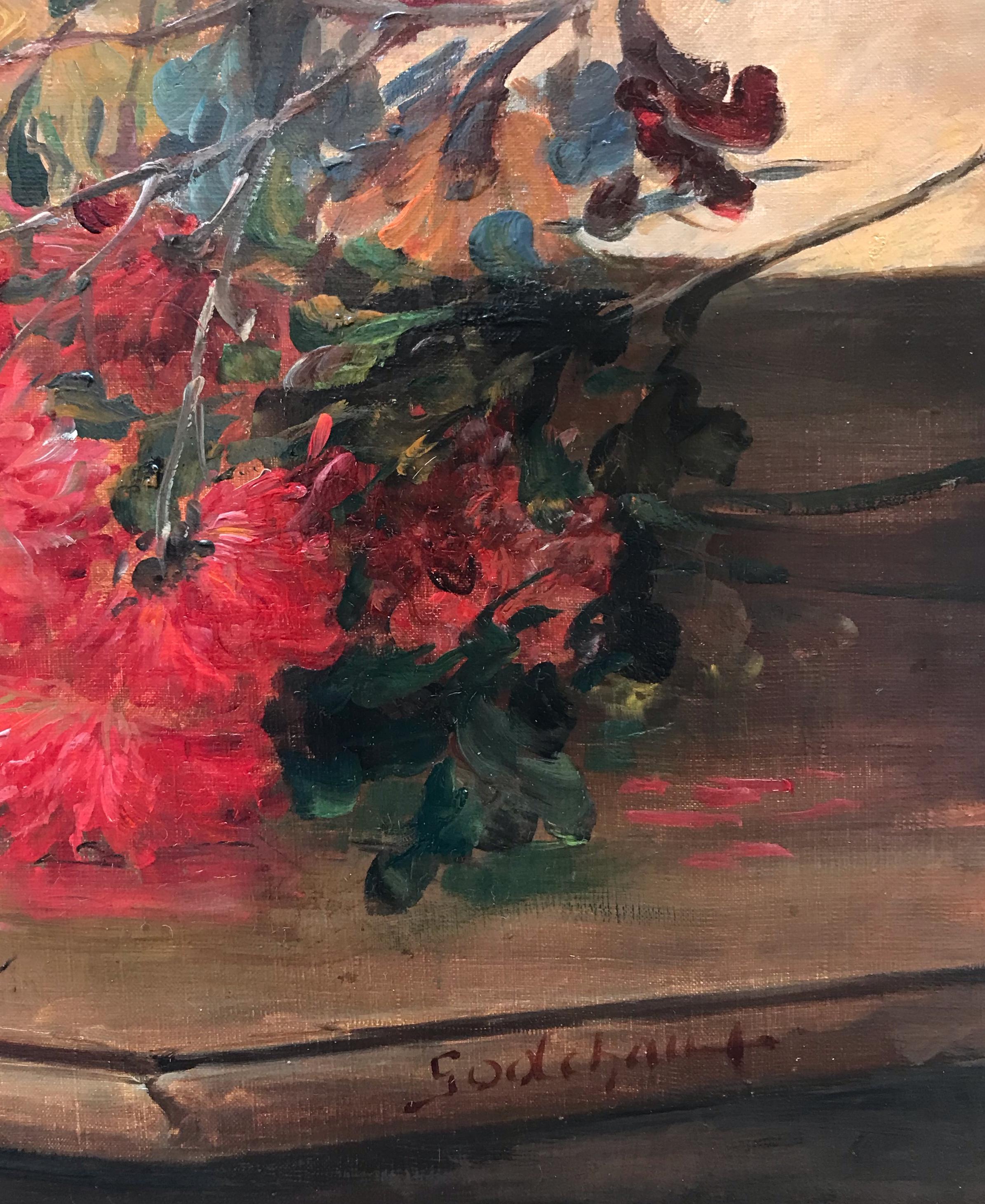 Dipinti Ottocento Natura morta con fiori - Painting Accademia di Emile Godchaux