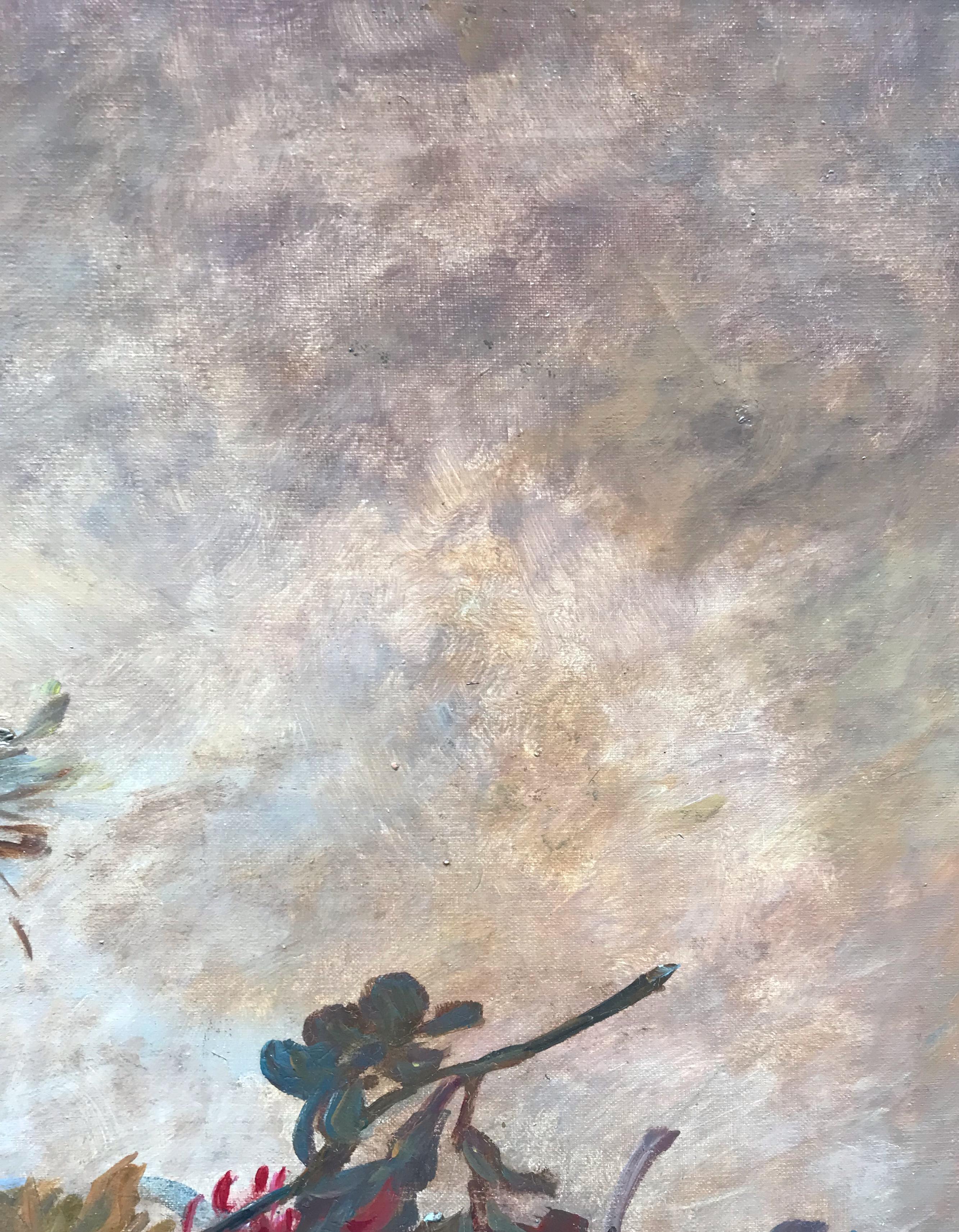 Emile Godchaux (1860)
Composizioni di fiori in coppia
Olio su tela firmato in basso a sinistra
Cornici antiche dorate con foglie d'oro
Dimensioni della tela (ciascuna) : 130 X 89 cm
Dimensioni della cornice (ciascuna) : 149 x 109 cm

Emile Godchaux