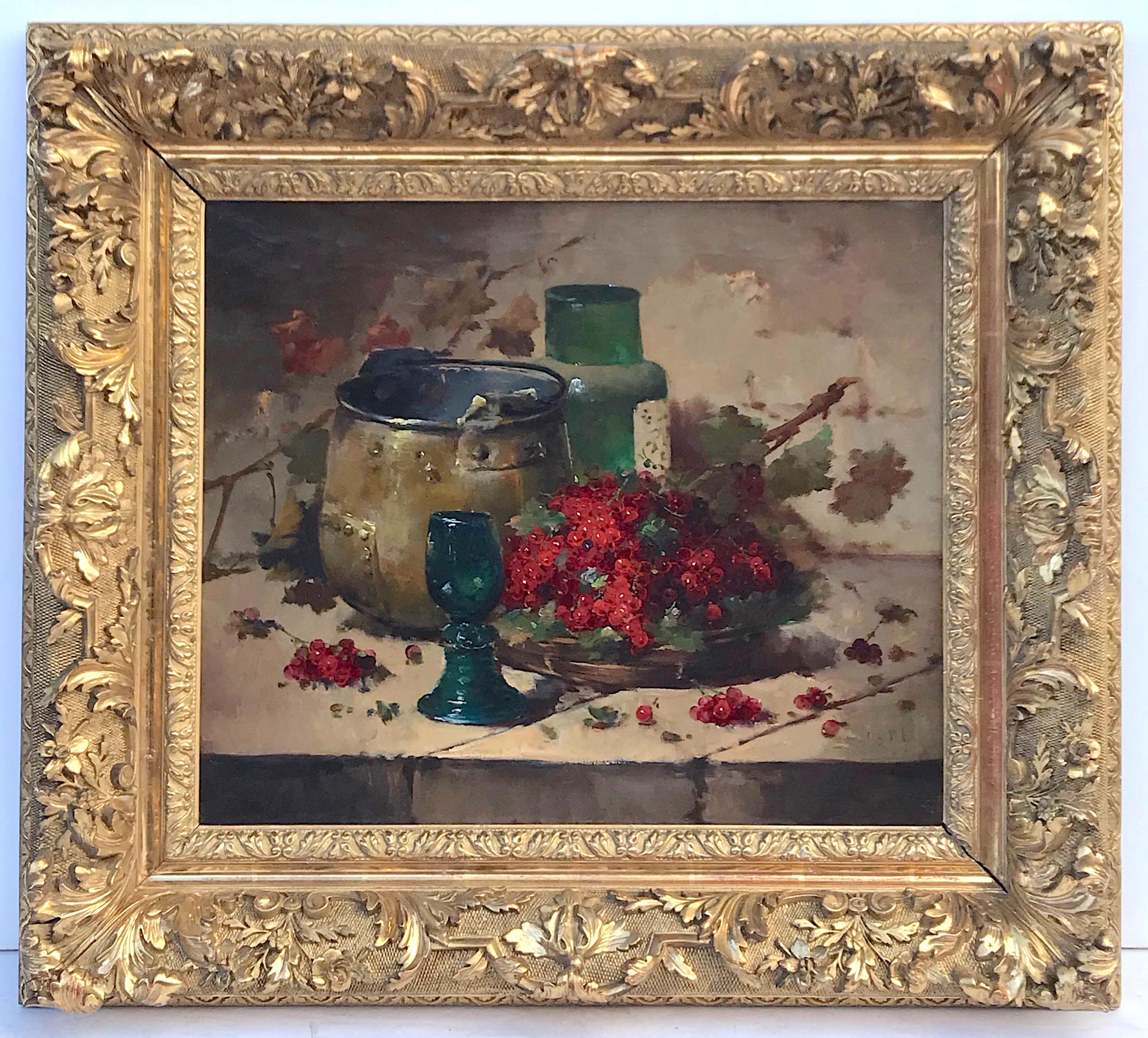GODCHAUX Emile (1860)
Compositions of Fruits in Pair
Oil on canvas signed low right
Old Frames gilded with gold leaves
Dim canvas (each) : 46 X 55 cm
Dim frame (each) : 61 x 79 cm

GODCHAUX Emile (1860 - nc)
French School - XIXth century 
Born in